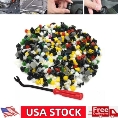 500Pcs Car Fastener Door Bumper Fender Clips W/Removal Tool Fastener Repair Kit