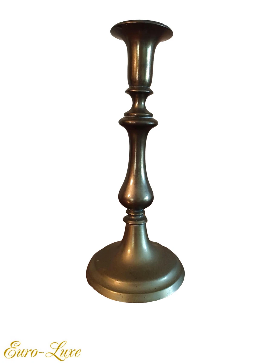 ANTIQUE 1800 1825 CLASSIC EARLY AMERICAN BELL METAL LARGE CANDLESTICK HOLDER