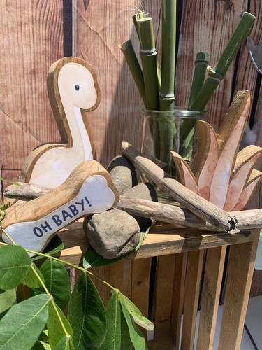 Handmade Wooden Dinosaur Set For Baby Shower Birthday Centerpiece - Picture 4 of 9