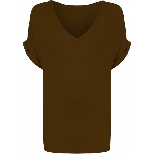 Women Baggy Over sized Loose Fit Turn up Batwing Sleeve V Neck Top T shirt - Picture 21 of 26