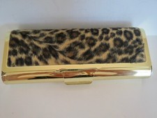 Hard Shell Metal EYEGLASS CASE Animal Print LEOPARD PRINT Storage Case Eyeglasse