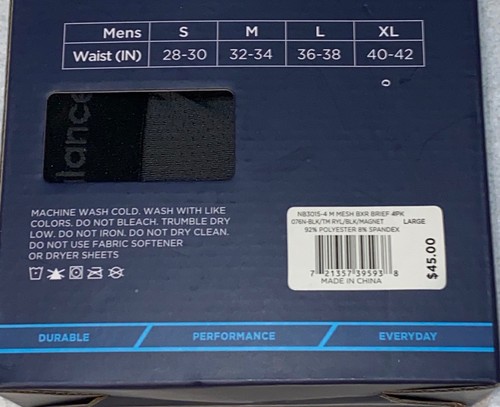 NEW BALANCE Athletic Mesh 4 Pk Black Blue Grey Boxer Briefs Underwear Mens M L - Picture 4 of 4