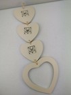 Cut Out Wooden Hearts Wall Hanging Plaque Decoration -  Off White - 54 cm - VGC