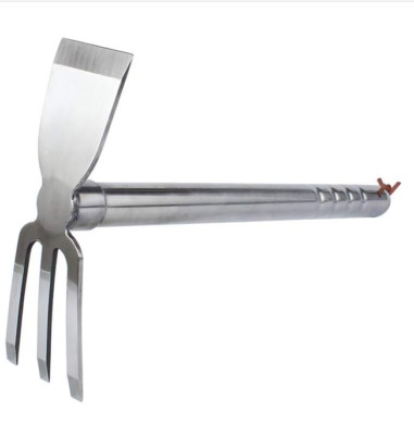 Stainless Steel Dual-Headed Garden Hoe & Cultivator, 15'' Tool for Weeding & Digg