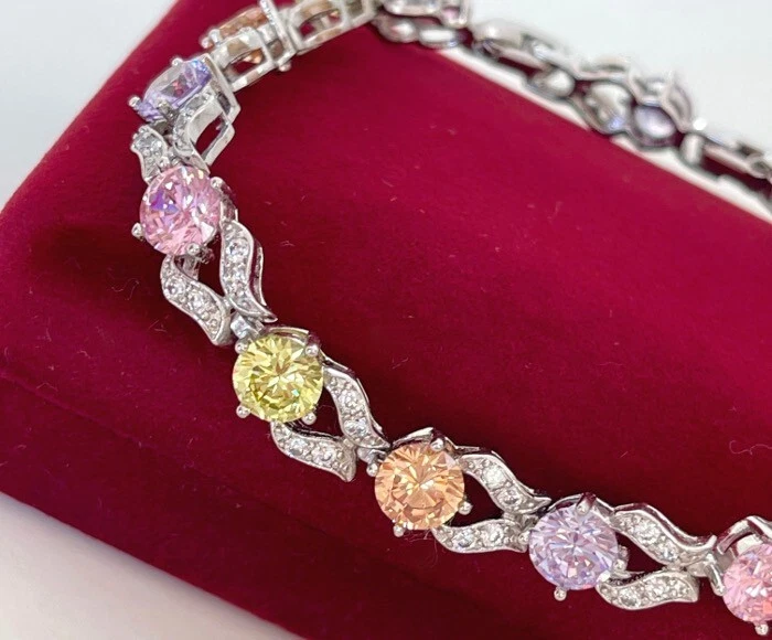 Luxus Tennis Armband Zirkonia Kristalle 750er Weißgold 18K vergoldet 17,5-19 cm - Bild 3 von 4