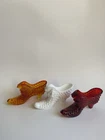 Fenton Glass Amberina Red Hobnail Cat Head Slipper Shoes Lot of 3