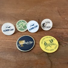6-Golf Ball Markers Hilton Head, President’s Cup,cove Cay,shoal Creek