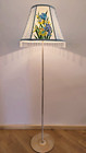 Floor lamp with floral artistic painting on fabric for an exclusive interior