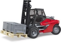 Bruder Spielfahrzeug Logistik Linde HT160D Stapler, Palette,3 Gitterboxen 02513