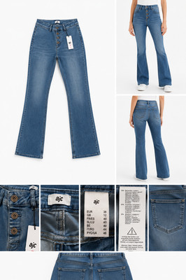 AJC Damen Jeans Bootcut Blau Gr. 38 Neu mit Etikett Stretch High Waist