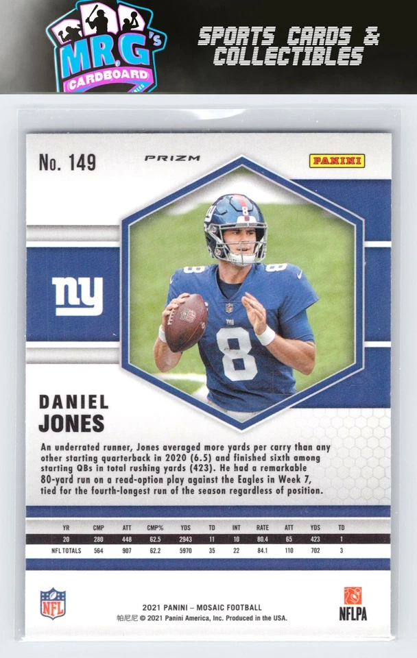 2021 Panini Mosaic #149 Daniel Jones White Sparkle - Image 2 of 2
