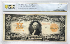 1922 $20 Gold Certificate PCGS VF 25 US 20 Dollar Large Size Bank Note Fr. 1187