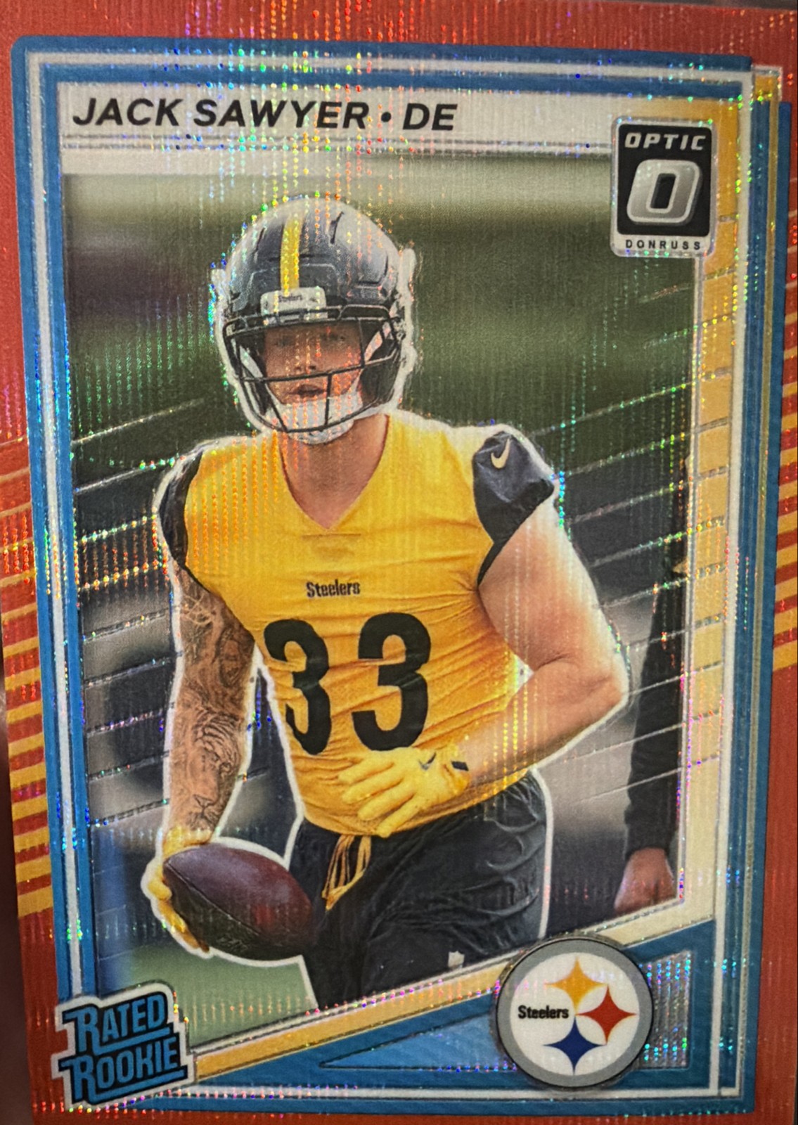 2025 Panini Donruss - Rated Rookie Jack Sawyer #390 Optic Preview Red Wave Prizm