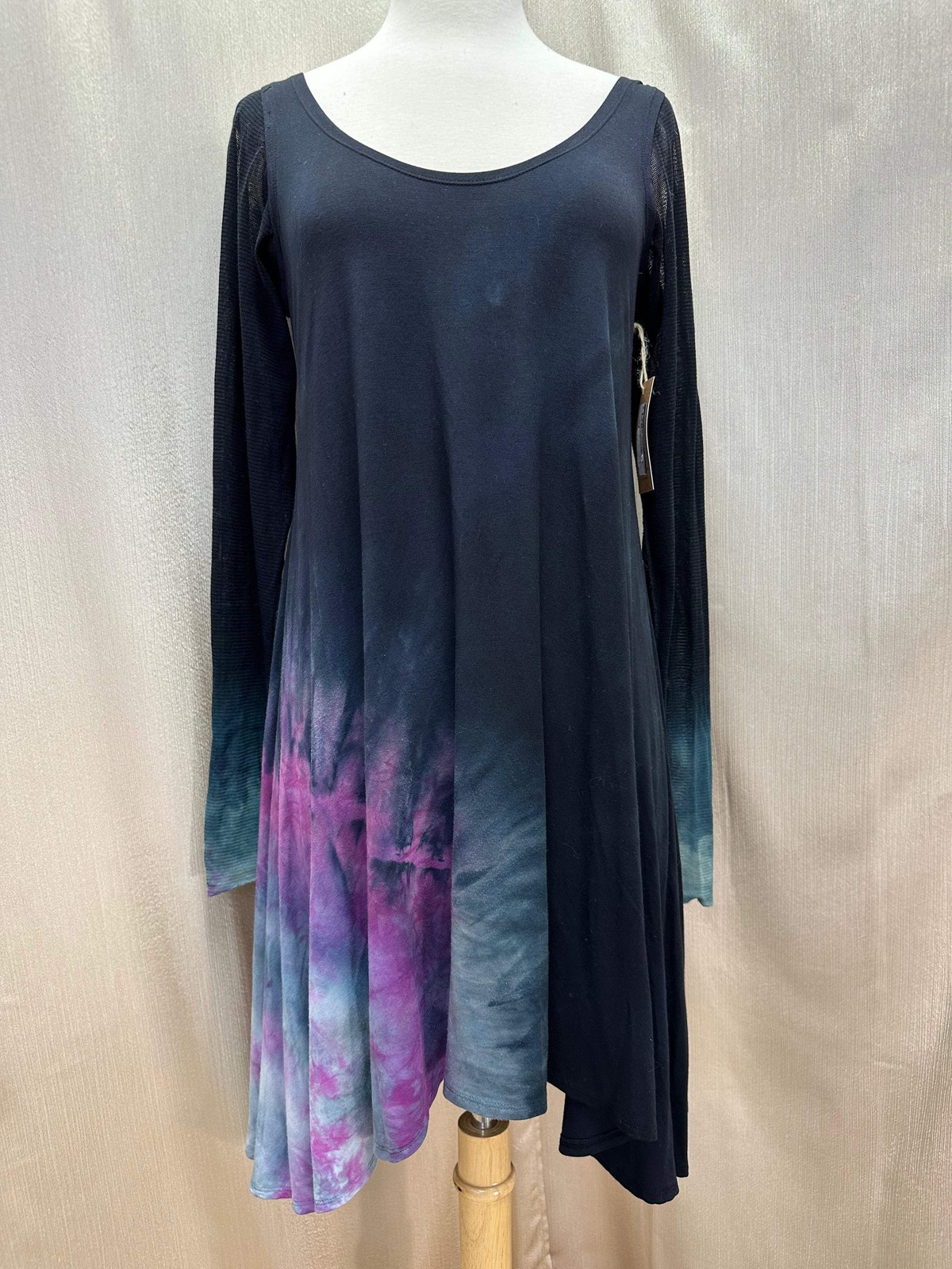 Nuova con etichette Tunica Emerson Steel Pony blu navy viola manica a rete S