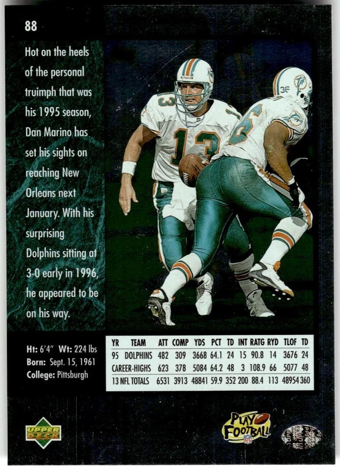 1996 SP #88 Dan Marino - Image 2 of 2