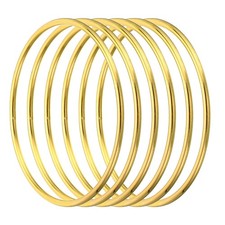 6Pc Metal Dream Catcher Rings,Round Floral Wreath Gold Tone,3" 