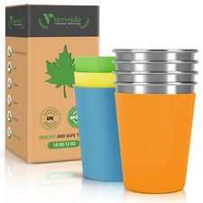 Stainless Steel Cups for Kids and Toddlers Stackable, 12oz Stainless Steel Ki...