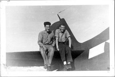 US Military Soldiers Men Army Air Force 1940s Sitting on Plane Vintage Photo 2