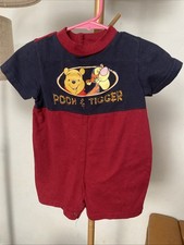 Vintage Disney Pooh  Tiger Romper Baby Boy Size 12 Months Black  Red