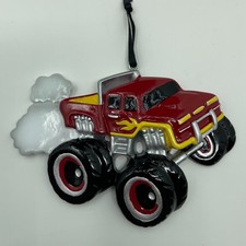 Personalized Red Monster Truck Christmas Ornament Gift for Kids and Family