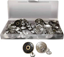 24 juegos botones metalicos plata cobre para jeans chaquetas con caja plastica