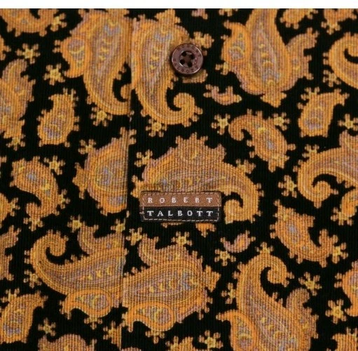 Robert Talbott 正装衬衫佩斯利黑色金色卡梅尔加州 — 第 4/4 张图片