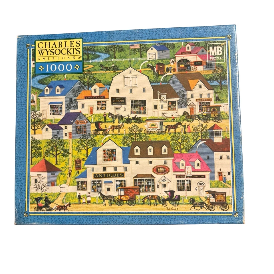 Charles Wysocki Americana Vintage Puzzles Lot Of 3 Hasbro 1000 Pieces 2002-2003 - Image 4 of 4