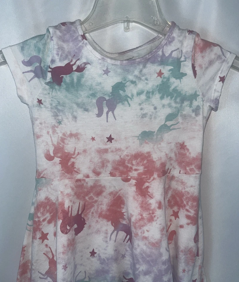 Jumping Beans Skater Girls Silhouette Dress Size 6 Unicorns Tie-dye Multicolor - Image 2 of 4