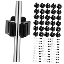30PCS Broom Holder Wall Mount Stainless Steel Mop Hanger with Black 30PCS