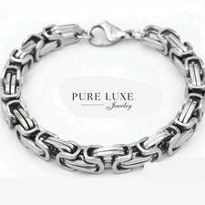 Men's 8.5" Stainless Steel 8mm Byzantine Box Chain Bracelet High polish Box