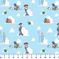 Cotton Toy Story Friends Sketch Pixar Infinity Blue Fabric Print by Yard D601.17