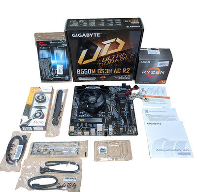 AMD Ryzen 5 5500 CPU Gigabyte B550M DS3H Motherboard Corsair 16GB