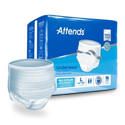 Attends  Care Adult Absorbent Underwear, Heavy Absorbency, Large, White