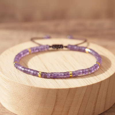 Natural Amethyst Stone Bracelet Purple Gemstone Crystal Women Men Bracelet Gift