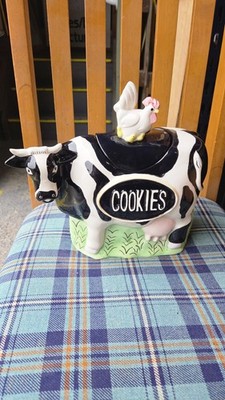 Rayware große Vintage Keramik Kuh und Huhn Keksdose mit Deckel Sammlerstück