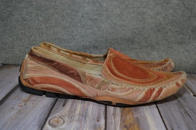 Alberto Guardiani Women 38 / US 7.5 Moccasin Flats Brown Patchwork Leather Italy