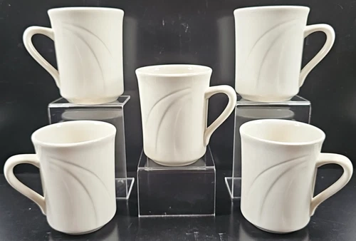5 Syracuse China Cascade Mugs Set Vintage Swirls Restaurant Ware Coffee Cups Lot