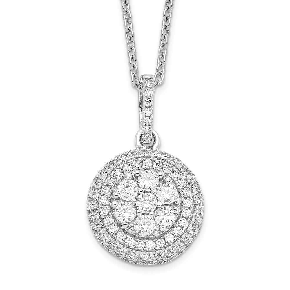 Sterling Silver Rhodium-plated Cubic Zirconia Pendant Necklace 18
