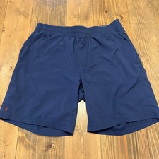 Rhone Mako Athletic Shorts Unlined Men's Large Navy Blue Zip Pocket Gym