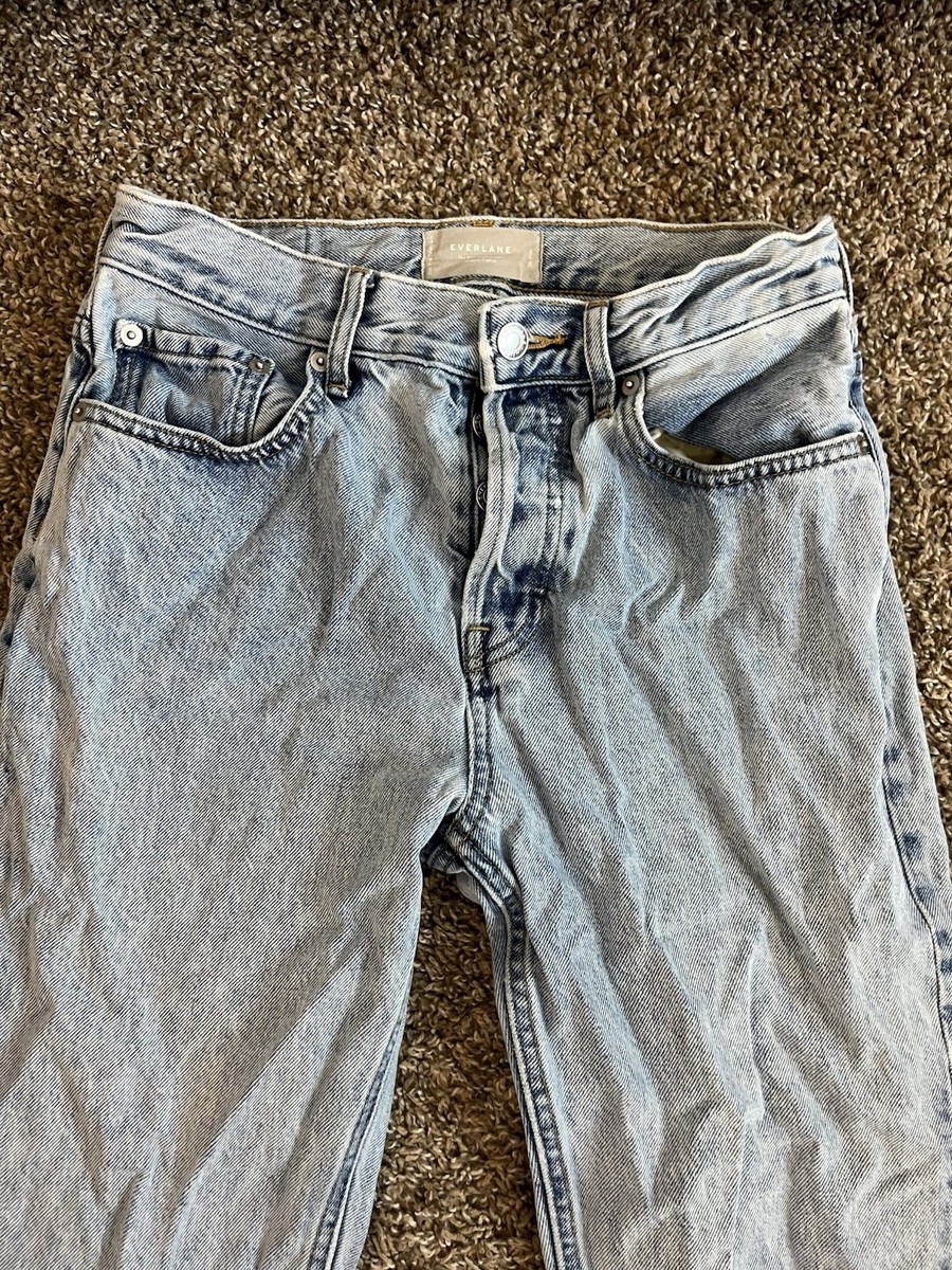 Everlane 90's Cheeky Jean Organic Cotton Light Wash Denim Button Fly 26 Ankle View 3