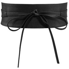 Lace-up Waist Belt Faux Leather Corset Belt Tie Wrap Bowknot Waistband for Wo...