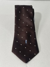 Yves Saint Laurent Silk Tie Brown Floral Dot Pattern Vintage YSL