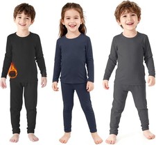 3 Set Boys Thermal Underwear Set Fleece Lined Long Johns Winter Base Layer Kids