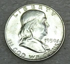1950 D Franklin Half Dollar AU Frosty Bright Luster in saflip #Q336