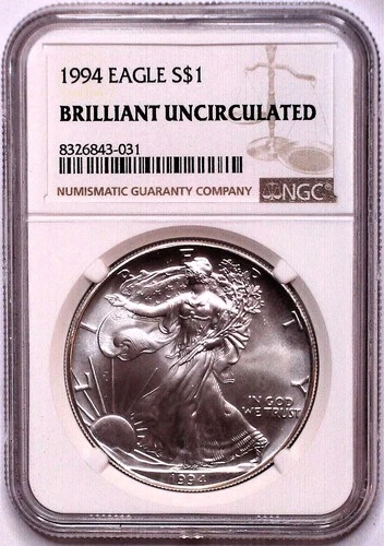 1994 American Silver Eagle MS69 NGC Brown Label BU