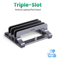 UGREEN Vertical Laptop Stand Aluminium Adjustable Holder for MacBook Triple Slot