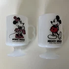 Vintage Mickey And Minnie Milk glass Walt Disney Productions Mugs - Footed