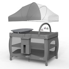 Pack and Play 1-Second Setup 4-in-1 Portable Crib for Baby with Bassinet, Mos...