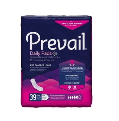 Prevail Incontinence Bladder Maximum Absorbency Control Pads, Long, 39 Count