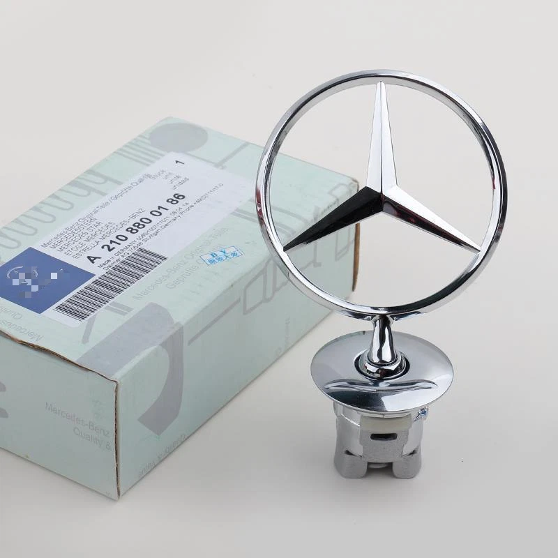 Fit For Mercedes-Benz C E S AMG Front Hood Ornament Mounted Star Emblem Silver - Image 2 of 4